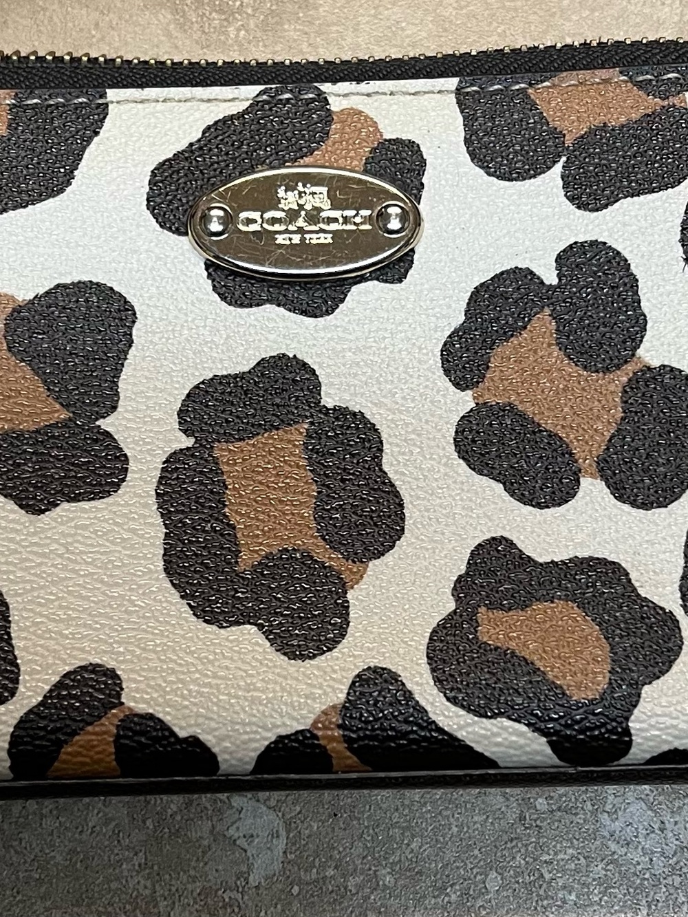 Coach Leopard-Print Zip Pouch in Black, Brown, White